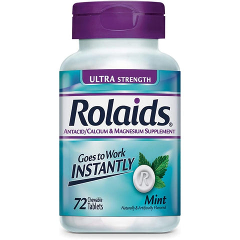 Rolaids Ultra Strength Antacid Chewable Tablets, Mint, 72-Count