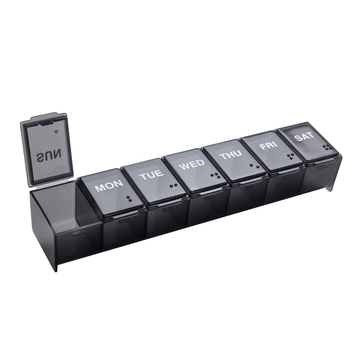 EZY DOSE Weekly (7-Day) Pill Case, Medicine Planner, Vitamin Organizer Box, Convenient and Easy to Use, Large Compartments, Trav