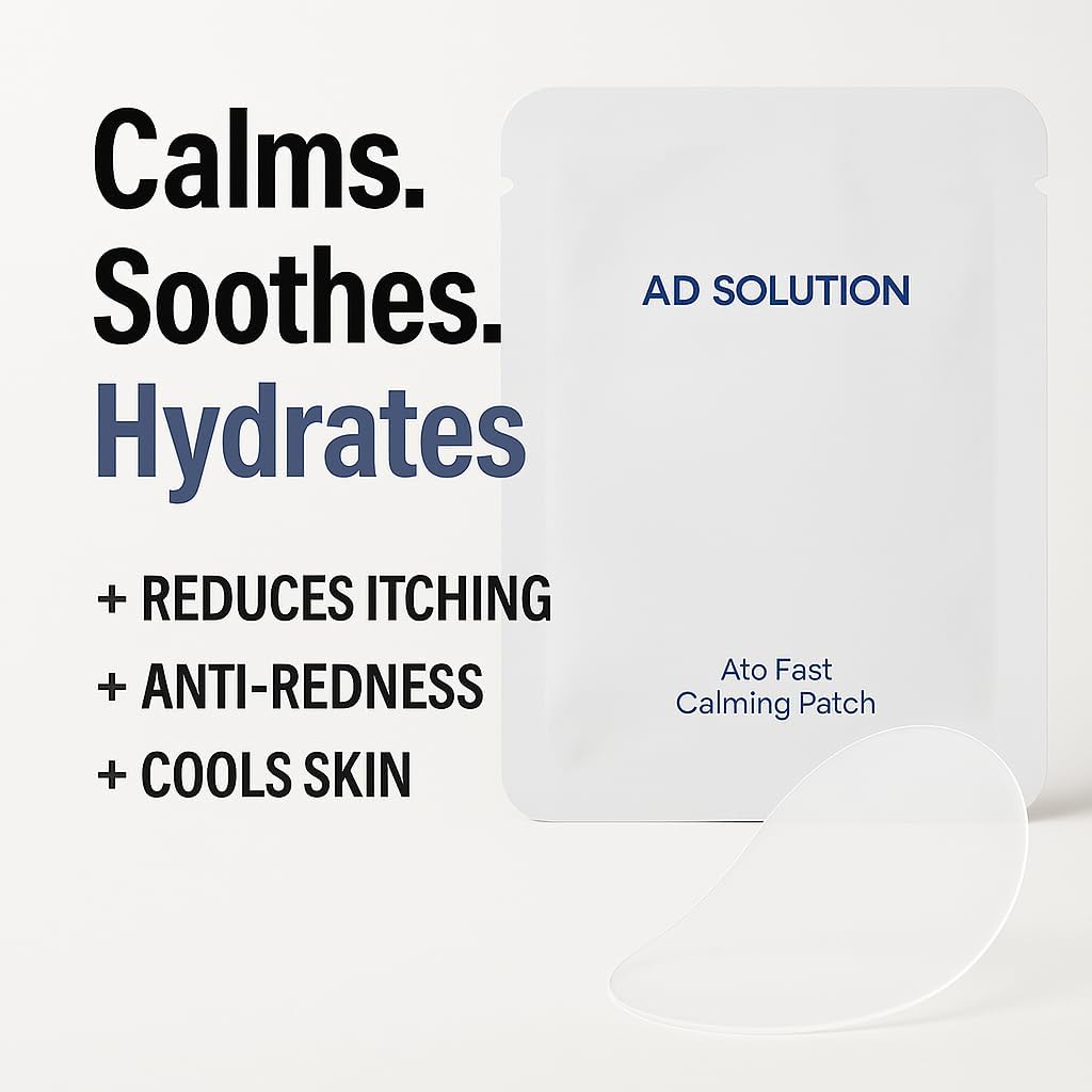 AD SOLUTION Ato Fast Calming Patch for Skin Redness, Itching & Flare-Ups - Soothing Hydrogel for Sensitive Skin with Cica & Pant