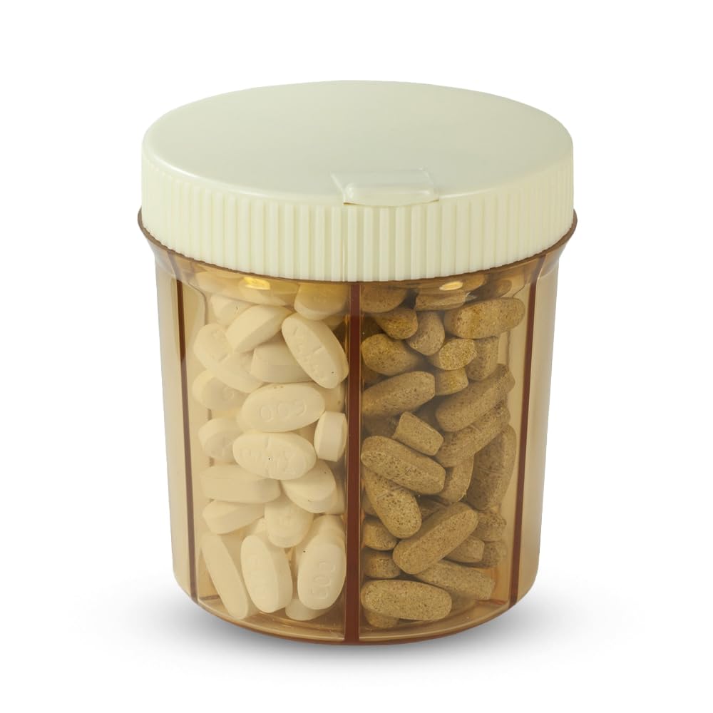 GMS Group Medical Supply, LLC Vitanizer Vitamin & Pill Organizer - 6 Compartment Case with Easy Turn Lid Dispenser - Fits All Si