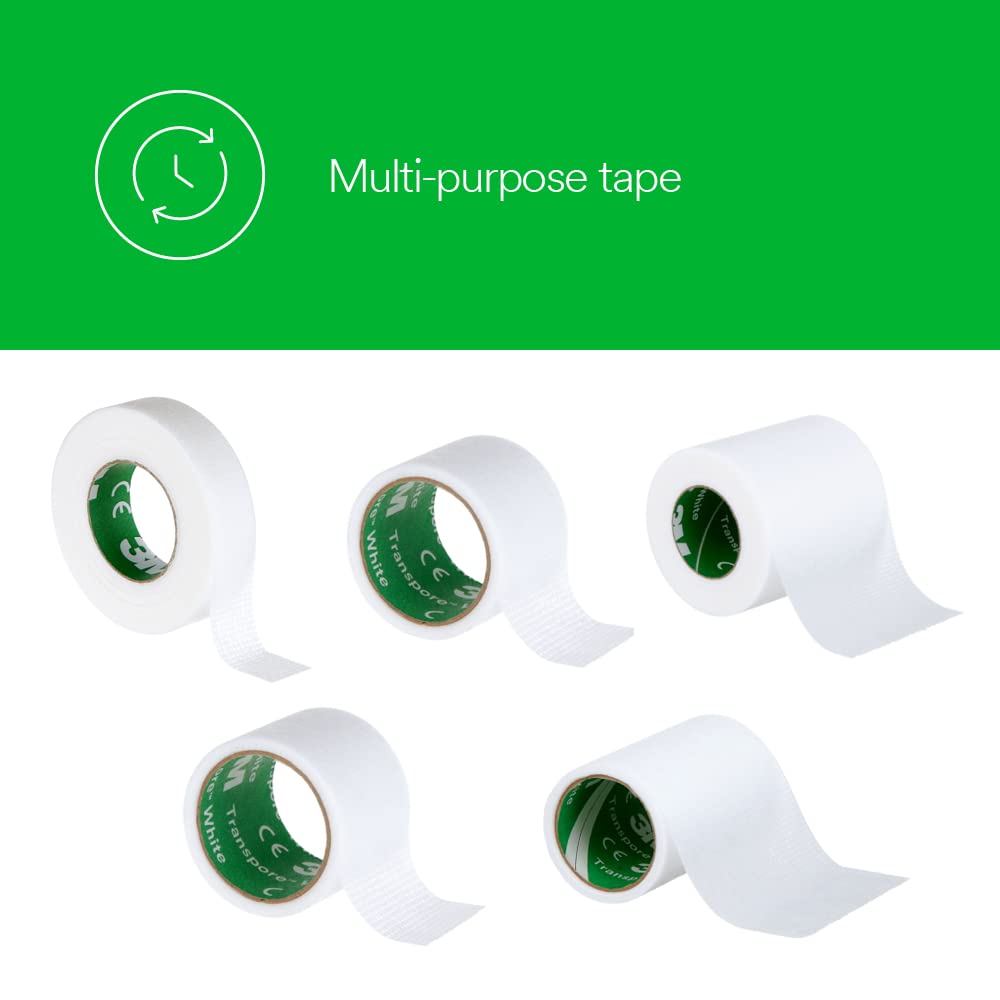 3M Transpore White Surgical Tape 1534-1, 1 inch x 10 yard (2,5cm x 9,1m), 12 Rolls/Carton 10 Cartons/Case