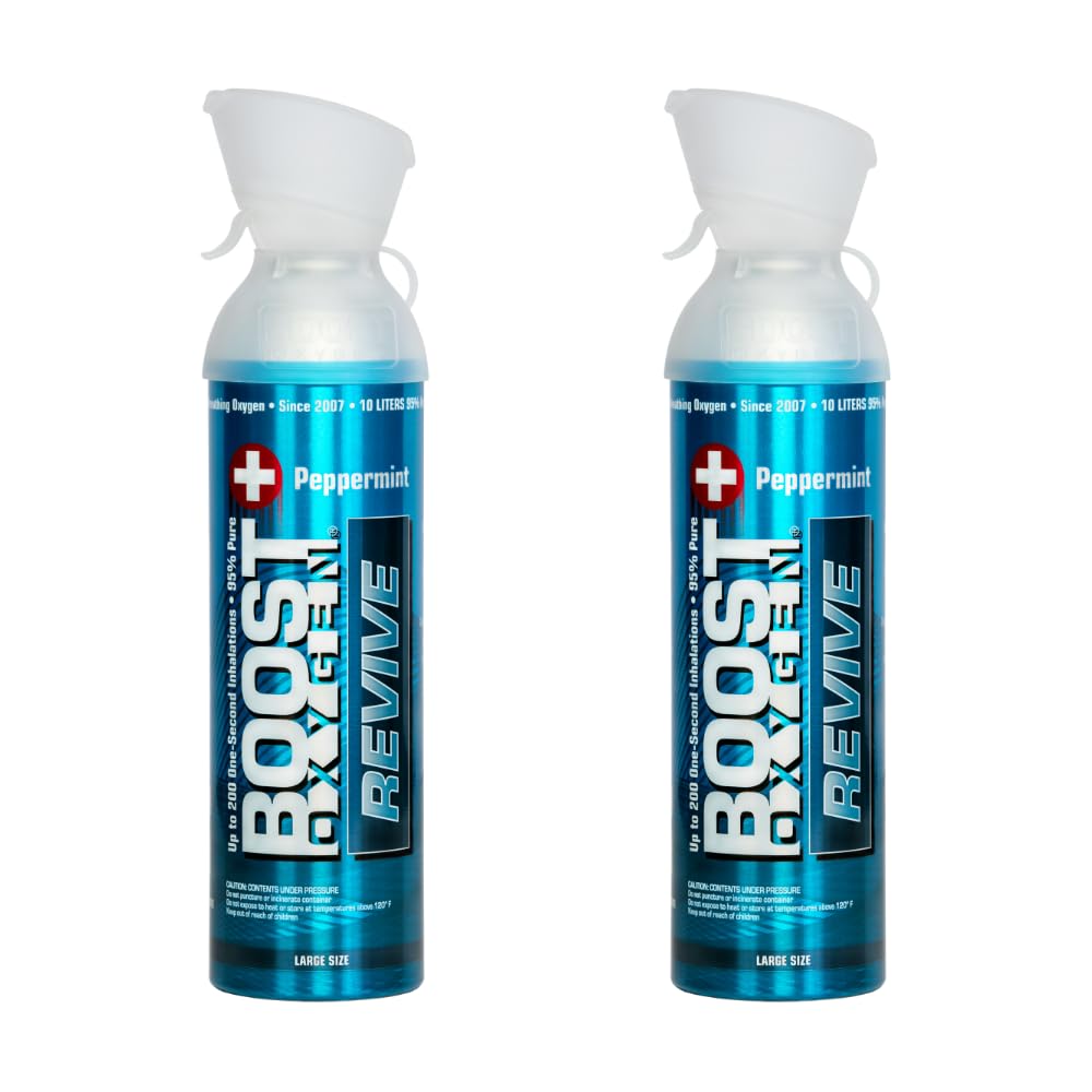 Boost Oxygen Large Revive Peppermint Aroma 10L Canister | Respiratory Support for Aerobic Recovery, Altitude, Performance & Heal