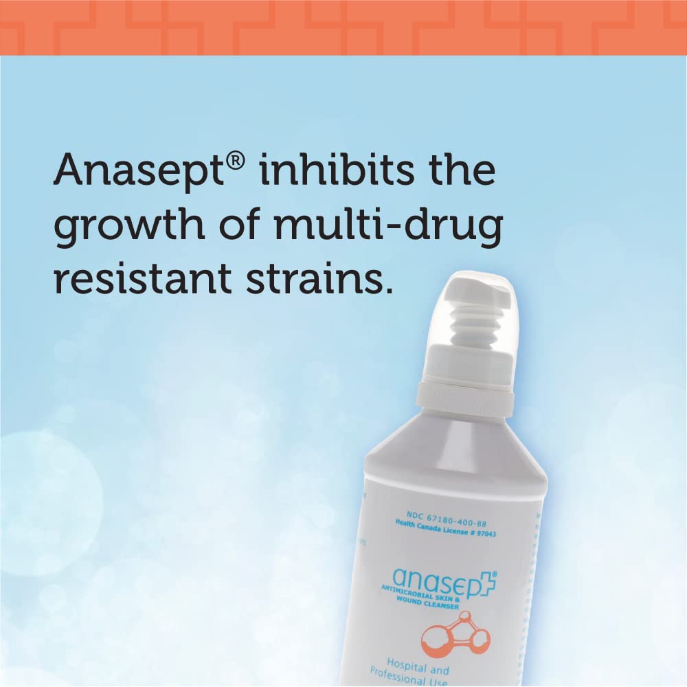 Anasept-Antimicrobial Skin and Wound Cleanser, 8 oz. Bottle with Finger Sprayer, Wound Spray, Sterile Rinse, Healing Spray for H