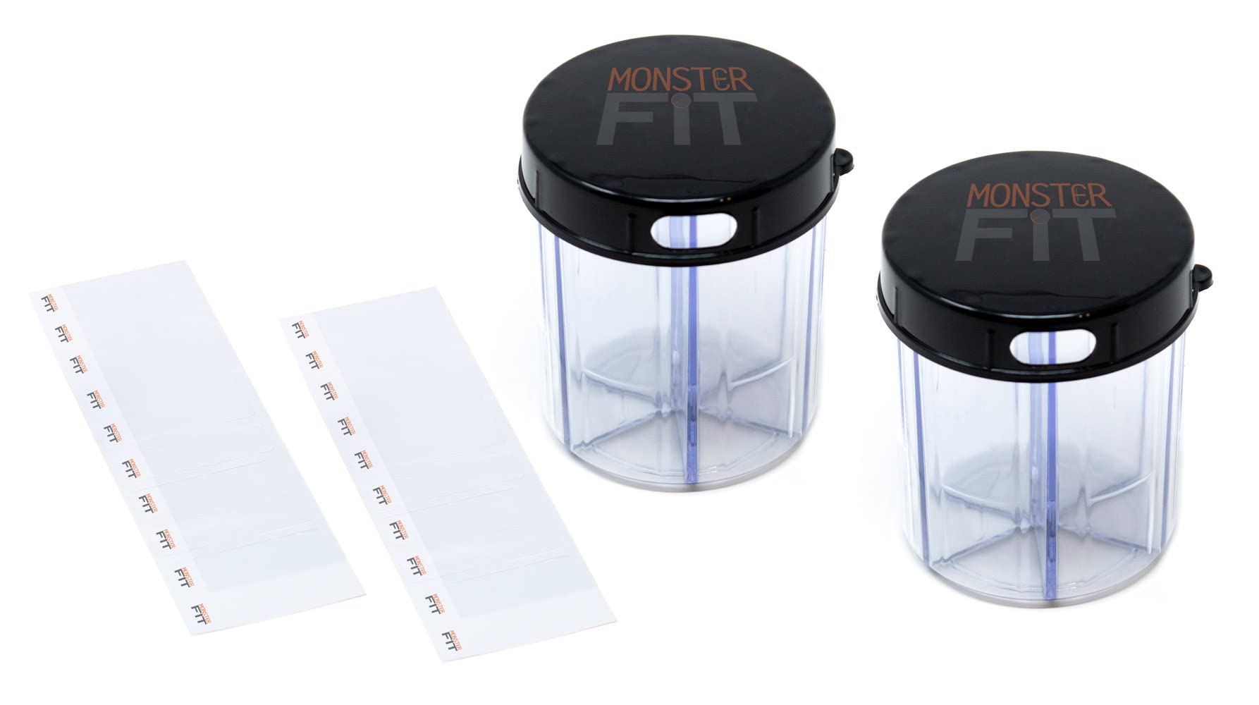 Monster Jr Supplement Pill Dispenser with Labels - Holds Small Medium Medication Vitamins and Easily Dispense from One Container