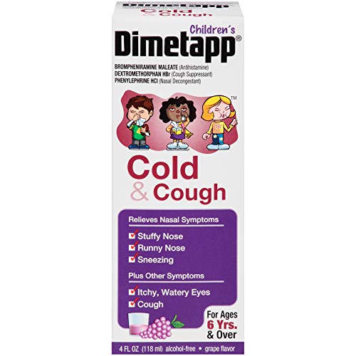 Childrens Dimetapp Cold & Cough (4 fl. oz., Pack of 3, Grape Flavor), Nasal Decongestant, Antihistamine & Cough Suppressant, Alc