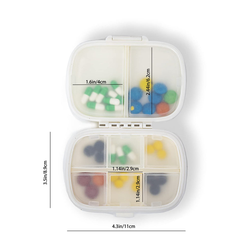 Kcmwsy Travel Pill Organizer Small Pill Box Portable Daily 8 Compartment Pill Case for Purse Pocket Medicine Vitamin Holder Cont