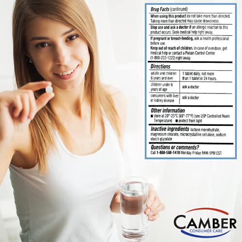Camber Consumer Care Loratadine 10mg Allergy Pills, Antihistamine 24 Hour, Non Drowsy Allergy Relief (300 Tablets)