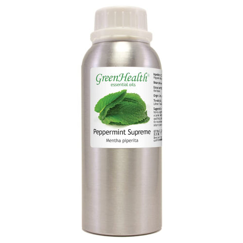 Peppermint Essential Oil (Mentha Piperita) - 8 fl oz (237 ml) Aluminum Bottle w/Plug Cap - 100% Pure Essential Oil - GreenHealth