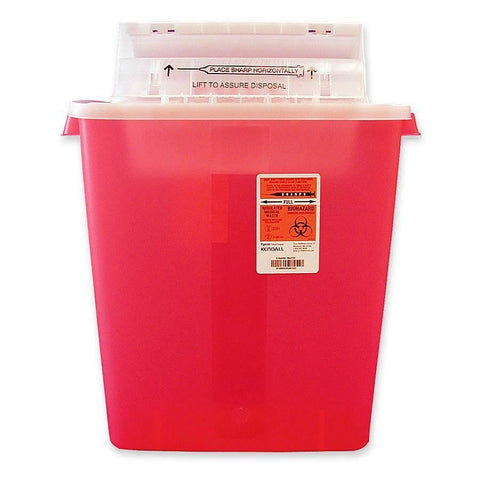 Sharpstar Covidien Transparent Sharps Container, 16.5'' x 13.8'' x 6'', Red