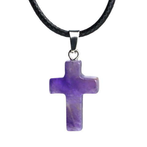Togous Amethyst Cross Necklace for Women, Christian Gifts for Men, Crystal Cross Pendant Necklace, Inspirational Easter Religiou