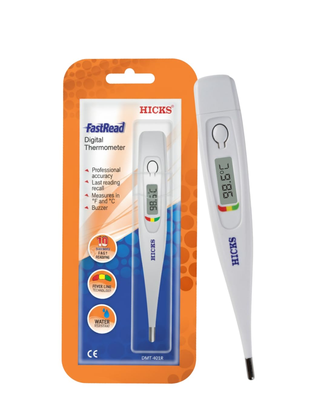 Hicks Dmt401 Fastread Digital Thermometer For Fever | 10S Accurate Reading With Fever Line Technology | Digital Medical Thermom