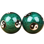 JapanBargain 3298, Chinese Baoding Balls Hand Exercise Therapy Balls Stress Reliefe Balls, Taichi Pattern, Green Color