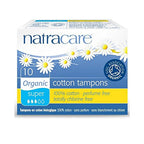 Natracare Non-Applicator 100% Organic Cotton Tampons, Super, Totally Chlorine Free, Biodegradable and Compostable (1 Pack, 10 Ta