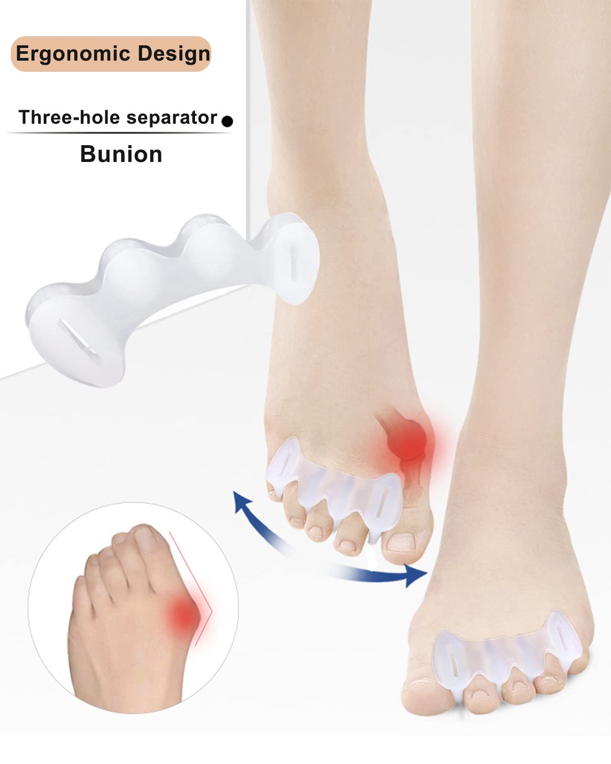Golbylicc 2Pairs Toe Separators Toe Spacers for Women Men to Correct Bunion, Relieve Feet Pain, Foot Alignment, Toe Straightener