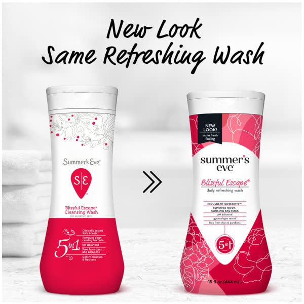 Summer's Eve Blissful Escape Daily Refreshing Feminine Wash, Removes Odor, pH balanced, 15 fl oz. (Pack of 2)
