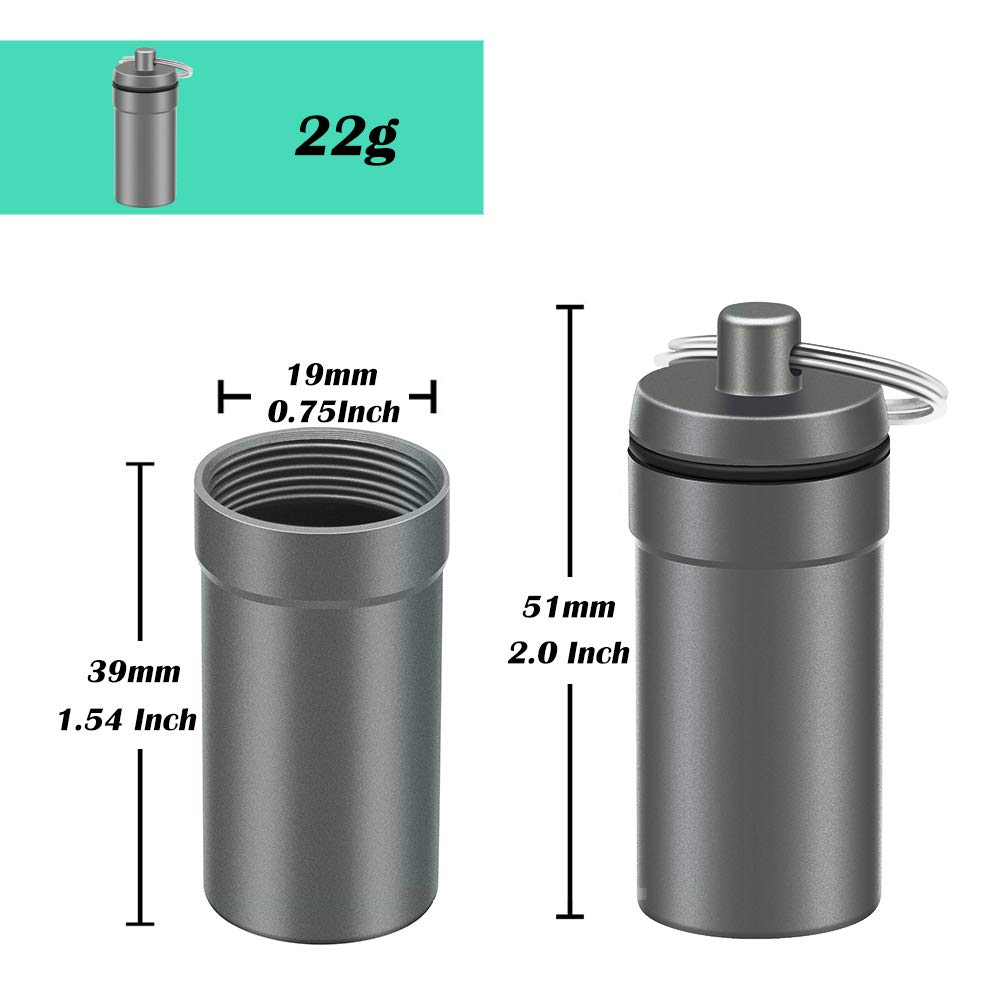 3 Packs Waterproof Aluminum Pill Fob Container, EFFIET Nitro Bottle Holder Nitroglycerin Pill Case Emergency Keychain Pill Holde