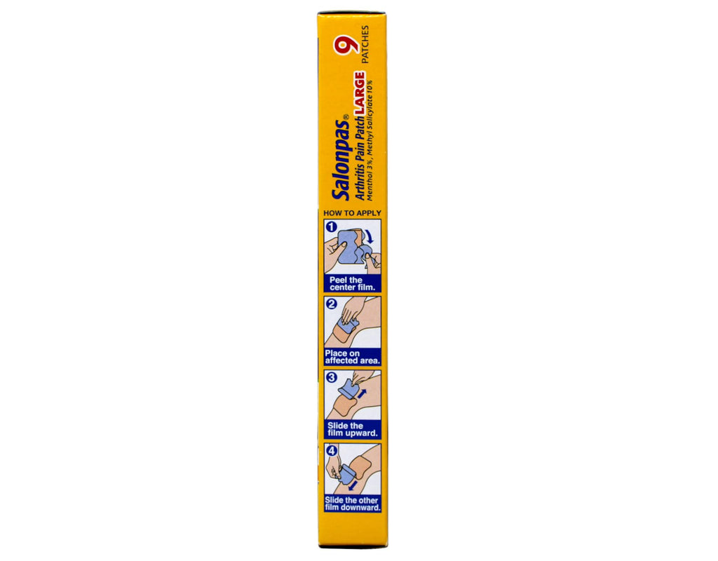 Salonpas Patch Large 3.9X5.5 Inches 9 Count for Mild to Moderate Temporary Relief
