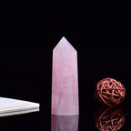 Runyangshi Rose Quartz Natural Healing Crystal Wands Height 2.4-2.8, 6 Faceted Prism Wand Reiki Chakra Stone, Natural Quartz