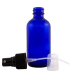 Blue 4oz Glass Bottle with Pump for Essential Oils (Black Spray)