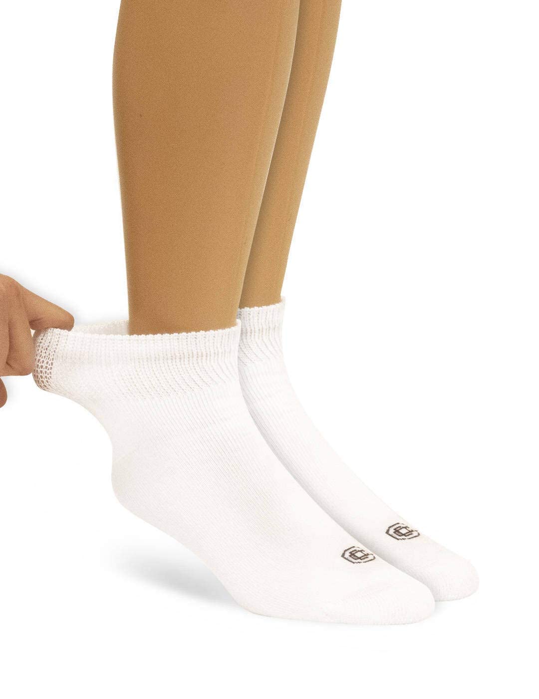 Doctor's Choice Women's Diabetic Socks, Non-Binding, Circulatory, Cushioned, Ankle Socks for Swollen Feet, 4 Pack, White, Shoe S