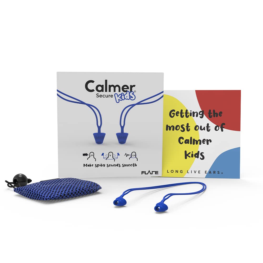 Flare Calmer Kids Secure - Ear Plugs Alternative - Reduce Annoying Noises Without Blocking Sound - Soft Reusable Flexible Silico