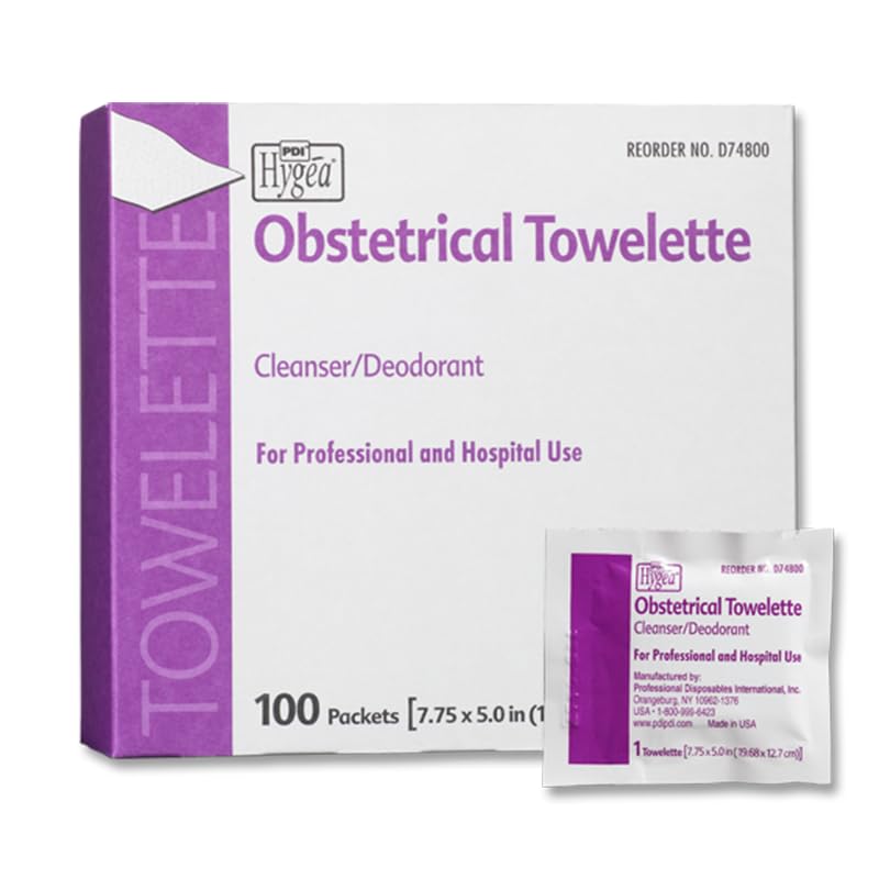 Hygea Obstetrical Towelette, Feminine Personal Cleansing Wipe, Individually Wrapped, 100 Wipes Per Box