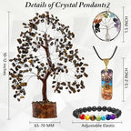 Tiger Eye Crystal Trees for Home and Office Decoration, Chakra Healing Crystals Feng Shui Handmade Trees for Positive Energy, Mo