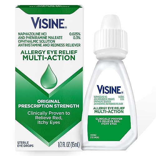 Visine Allergy Eye Relief Multi-Action Antihistamine & Redness Reliever Eye Drops with Pheniramine Maleate & Naphazoline HCl, Ey