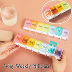 Wopanxye 7 Day Pill Case Organizer, Large Medicine Box Dispenser Daily, Colorful Travel 7 Dividers Vitamin Holder with Easy Push