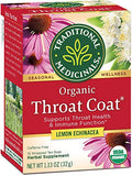 Traditional Medicinals Organic Throat Coat Lemon Echinacea Seasonal Tea, 16 Tea Bags (Pack of 1)