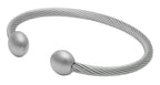 QRAY Silver Deluxe Surgical Steel Golf Athletic Bracelet Men Women C-Shaped Health Wellness Bracelet (Medium: 7~7.75)
