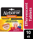 Airborne Very Berry Effervescent Tablets, 10 count - 1000mg of Vitamin C - Immune Support Supplement (Pack of 2)