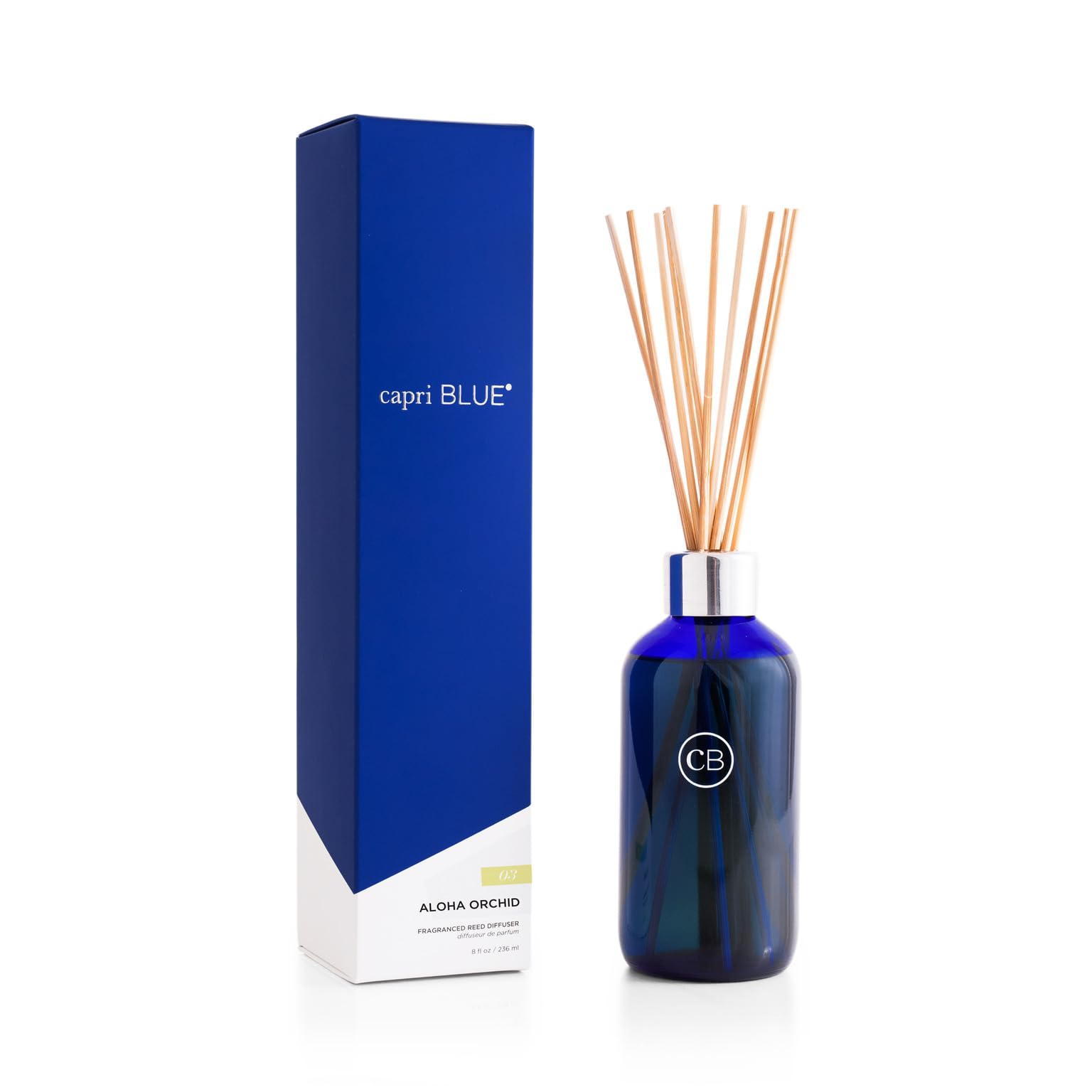 Capri Blue Reed Diffuser Set - 8 Fl Oz - Aloha Orchid - Comes with Reed Diffuser Sticks, Fragrance Oil, and Glass Bottle Oil Dif