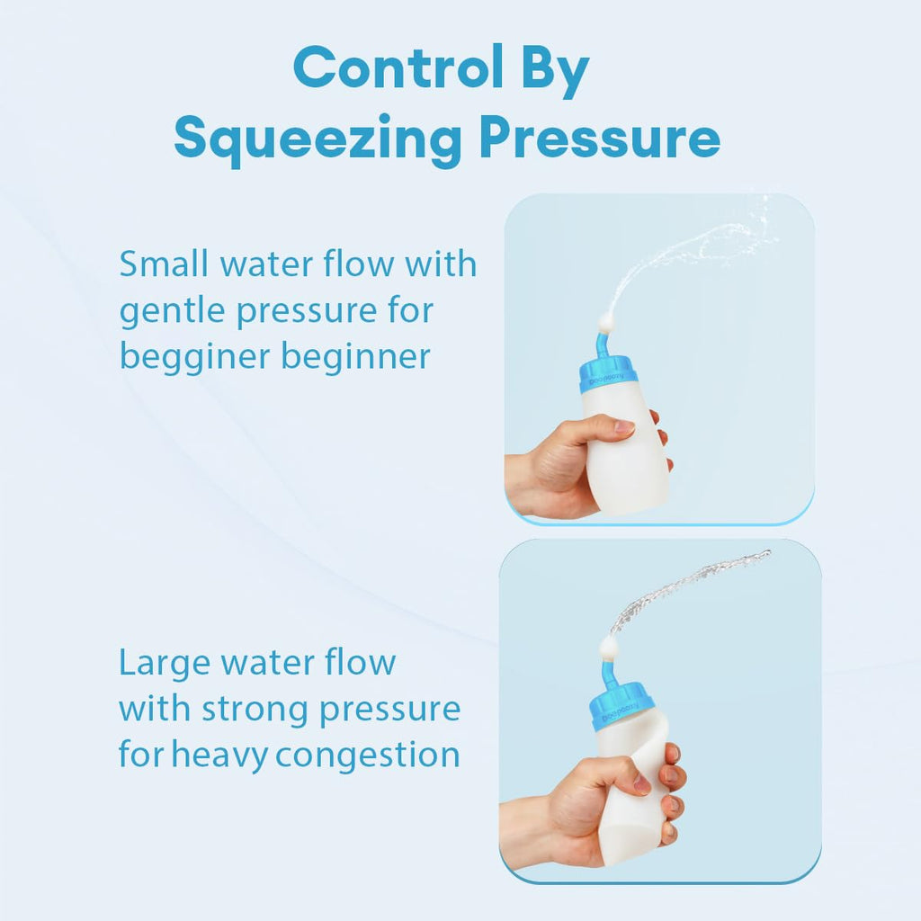 Deepcozy Soft Tip Neti Pot Squeeze Bottle, Nasal Wash Bottle Sinus Rinse, Pressure Irrigation with Thermometer Sticker for Adult
