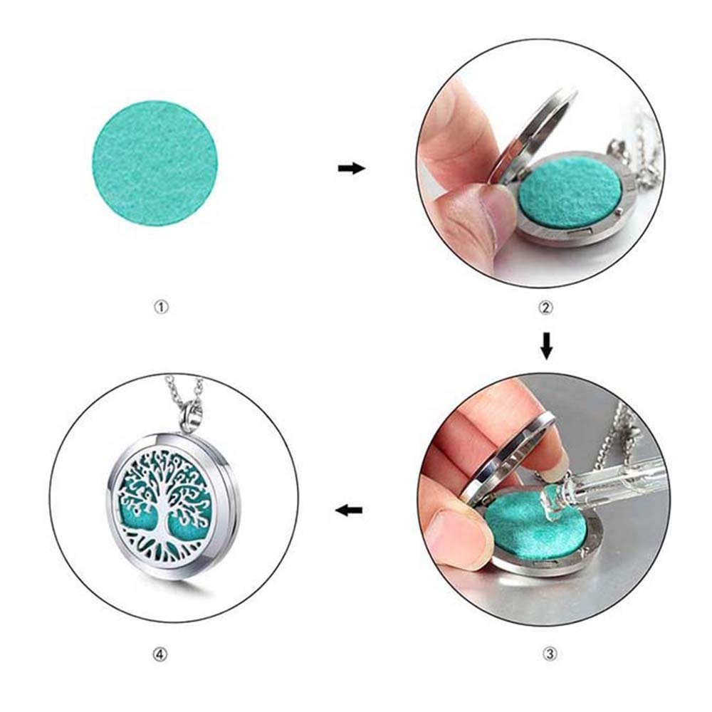 Aromatherapy Essential Oil Diffuser Necklace 316L Stainless Steel Locket Pendant with 24 Inch Chain (Love Heart)