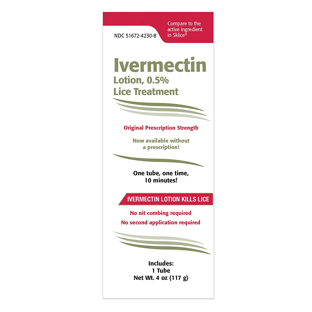 TARO Ivermectin Lotion 0.5% Lice Treatment for Adults - Prescription Level Hair Lice Treatment, Effective Solution Kills Eggs an