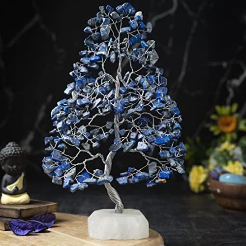 Lapis Lazuli Crystal Tree of Life - Chakra Tree of Life, Natural Quartz Base, Handmade Gemstone Tree, Feng Shui Tree, Crystal De