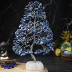 Lapis Lazuli Crystal Tree of Life - Chakra Tree of Life, Natural Quartz Base, Handmade Gemstone Tree, Feng Shui Tree, Crystal De