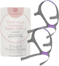 Replacement Straps for AirFit ResMed N20 CPAP Mask (2-Pack) - Purple and Gray - Standard & Large