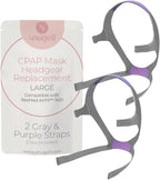 Replacement Straps for AirFit ResMed N20 CPAP Mask (2-Pack) - Purple and Gray - Standard & Large