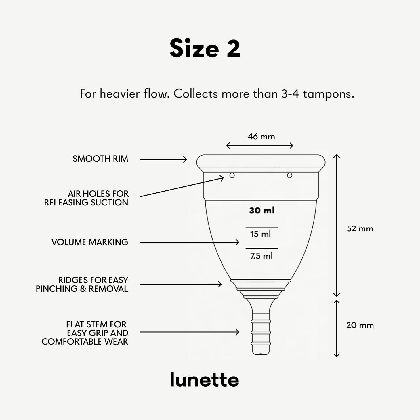 Lunette Menstrual Cup - Best Reusable Period Cup - Wear for 12 Hours and Reuse up to 10 Years, Clear Size 2 for Moderate to Heav