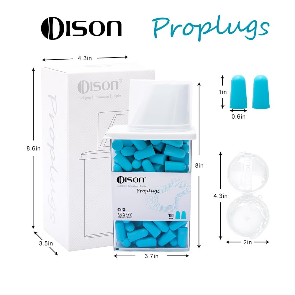 DISON Foam Ear Plugs, 100Pair 38dB Sleeping Earplug, Noise reducing for Work, Shoot, Travel, Focus, Concert, Block snoring