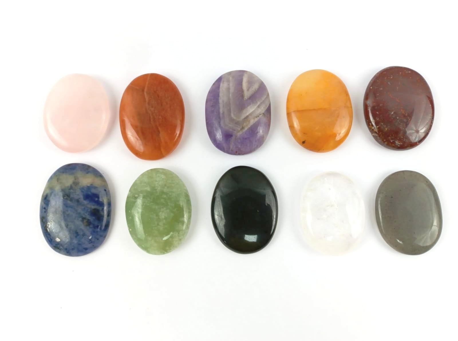 Jet Chakra Stone Set Oval 10 Crystal Healing Spiritual Decor Reiki Crystal Product Therapy Balancing Gift Art Massage Stone Medi
