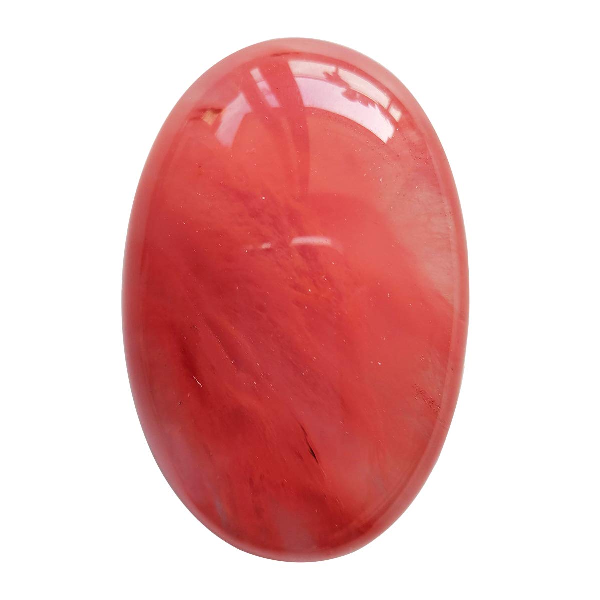 Loveliome Natural Cherry Quartz Oval Polished Worry Stones, Healing Crystal Indoor Fountain Stones Massage Energy Anxiety Relief