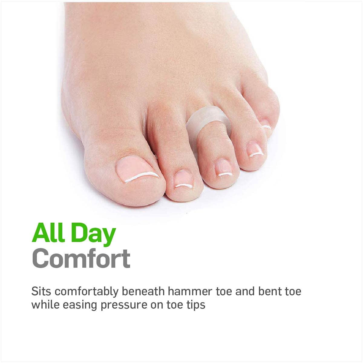 NatraCure Gel Hammer Toe Crest Pads (Left/Right) - 1 Pair - (Toe Straightening Cushion, For Mallet Toes and Overlapping Toes) -