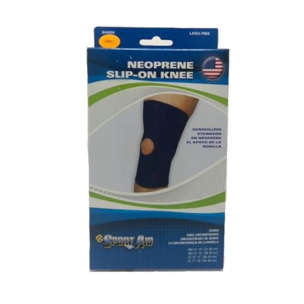 Sport Aid Knee Brace Sleeve Open Patella Neoprene Blue Sportaid Small 13 X 14 Inches, Small 13 X 14 Inches 1 Each (Pack of 2)