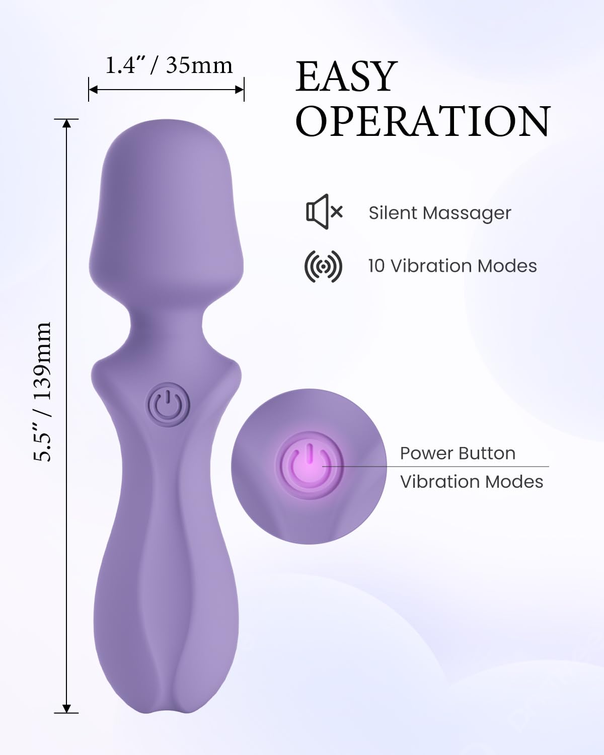 PinkScrew Portable Electric Travel Massager, Powerful Handheld Mini Neck Muscle Massage Tool (Lavender)