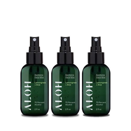 ALOH Hand Sanitizer Spray Liquid 3-pack | Lemongrass | 70% Alcohol Hydrating Hand Sanitizer Spray with Essential Oil, for Kids &