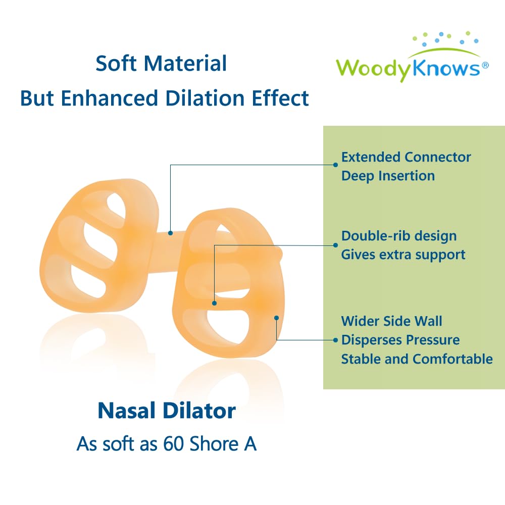 WoodyKnows Enhancer Nasal Dilator, Model 2024 Standard, Improves Sports Airflow, Nasal Congestion aid (M 4Pack)