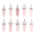 Rose Quartz Crystal 10 PCS Rose Quartz Point Hexagonal Healing Reiki Stone Pendant Bulk for Jewelry Making